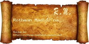 Rothman Madléna névjegykártya